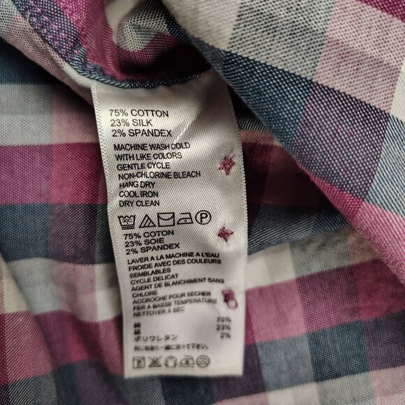 Tommy Bahama Purple Blue Plaid Button Up Long Sleeve Shirt Sz XL - Picture 8 of 9